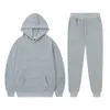 Herrspårsräder nya fleece jogger sport kostym kvinnliga spårdräkt huvtröjor avslappnad fast färg tjock pullover och lång byxa 2-stycke set hösten g221007