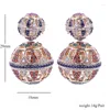 Kolczyki stadninowe senyu luksus 18 mm cyrkonia kolczyka Paved Full C Stone Odwracalny podwójny dla kobiet prezent rocznicowy