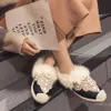 드레스 슈즈 OLOMLB Womens Round Toe Pearls Beads Flats 모피 따뜻한 겨울 로퍼 Espadrille 슬립 온 대마 밑창 캐주얼 소녀 신발 Ladies 2022 T221010