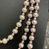 Chaînes 8-9mm naturel eau douce perle pull collier longue chaîne 170cm presque rond impeccable luxe fine femmes bijoux