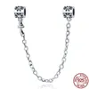 925 Sterling Silver Dangle Charm Femmes Perles Haute Qualité Bijoux Cadeau En Gros Étincelle Fleur Sécurité Chaîne Perle Fit Pandora Bracelet DIY