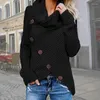 Frauenpullover Frauen Vintage Oversize Herbst Winter Casual Solid Button Dicke Pullover Langarm Fashion Schal Kragenpullover Pullover