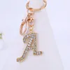 Keychains 26 Letter Gold Crystal Alloy Keychain Alfabet A-Z Key Ring Women Bag Charm Ornament Bilh￥llare smycken Accessoreis