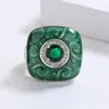 Cluster Rings Unique Ring For Men Fashion Green Handmade Enamel Jewelry Domineering Emerald Engagement 2022 Wedding