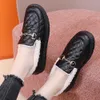 Dress Shoes Winter Fashion Cotton Shoes Women Quality Metal Slip on Loafer Shoes Ladies Flats Mocassins Big Size 35-41 chaussure femme ks593 T221010