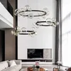 Chandeliers Nordic Minimalism Living Room G9 Led Chandelier Glass Globe Pendant Lighting Round Metal Hanging Light Fixtures