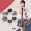 Set di abbigliamento Uniforme scolastica giapponese Ragazze Abbigliamento coreano Camicia bianca estiva Gonna di pizzo scozzese