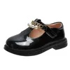 Flat Shoes Girls 'Mary Jane Patent Leather British Style Pearl T-Strap Princess Single Big Teens Children's for Party