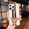 Butterfly Love Diamond Ring Bracket Case di telefonia mobile Bling per iPhone 14 13 12 11 Pro Max cellulare Cover