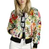 Giacche da donna Donna Giacche stampate floreali Donna Autunno Primavera Cerniera Bomber Capispalla Manica lunga Corto Sottile Sottile Casual Tasca Biker Cappotti T221008