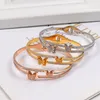 Love Luxury Butterfly Bracelet Women Roestvrij staal Rose Gold Bangle Diamond mode sieraden Bangen Valentijnsdag cadeau voor vriendin voorstel bruiloft