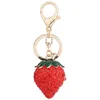 Schlüsselanhänger Rot Erdbeere Schöne Glas Anhänger Auto Geldbeutel Schlüsselkette Schmuckgeschenksserie Frucht Mode Keychain Trendy Unisex