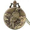 Pocket Watches Vintage Old Eagle Display Quartz Watch Bronze kettingketting Exquise Clock Gift Men vrouwen laten vallen