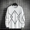 Męskie bluzy z kapturem duże rozmiary pullover bluzę męską bawełniane geometryczne druk pasiastki Crewneck duże bluzy męskie topy mody streetwearu 8xl