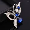 Brooches LEEKER Lovely Silver Color Animal Blue Cubic Zirconia Pins For Women Banquet Weddings Jewelry LK3