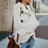 Sweaters de mujeres Mujeres Vintage de gran tamaño otoño invierno casual botón sólido grues