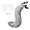 Party Masks 2022 Plush Headbands Furry Animal Faux Ears Headwear Tail Set Kawaii Hair Hoop For Halloween Cosplay Headpiece Supplies