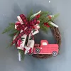 Fiori decorativi Ghirlanda natalizia Fatta a mano Vite artificiale Ornamenti appesi Camion rosso Fogliame floreale Ghirlanda Anno Decorazioni per l'albero di Natale