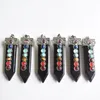 Colares pendentes 2022 Moda Natural 7 Chakra Black Obsidian Crystal Pond Pendulum Healing for Jewelry Making 6pc/lote por atacado
