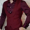 Men's Vests Burgundy Slim Fit Casual Vest For Men With Double Breasted One Piece Custom Waistcoat Wedding Groomsmen Tuxedo Male Fashion