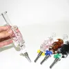 Pipes en verre de nectar de glycérine de crâne de tabagisme avec des pointes en acier inoxydable de 14 mm pointe de quartz concentré de plate-forme pétrolière Dab paille pour bang en verre