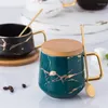 Tazze Semplice Creativo Stile nordico Marmo opaco Phnom Penh Ceramica Latte Tazza d'acqua Tè Tazza da caffè con coperchio in legno Piattino Bicchieri regalo