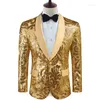 Men's Suits Shiny Red Floral Sequin Tuxedo Blazer Jacket Men Shawl Collar One Button Christmas Party Prom Dinner Nightclub Costume Homme