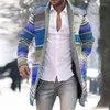 Men's Trench Coats Long Coat Men 2022 Streetwear Printed Single-Breasted Slim Fit Men's Casual Sleeve Stand Collar Cardigan