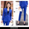 Women's Two Piece Pants Long Sleeve Fashion Solid Color Elegant Slim-Fit Slimming Yellow Suit Two-Piece Set Blue Work Uniforms Business Wear