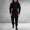 Men's Tracksuits Oeak Autumn Winter Thick One Piece Hooded Fleece Jumpsuit Camouflage Print Casual Zipper Oversize Sport Suits G221007