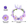 Decorative Flowers Bride Women Flower Crown Hair Band Wedding Floral Headband Garland Princess Wreath Tiara Adjustable Girl Accessories