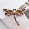 Broches EASYA 3 colores gran libélula de cristal para mujer moda lindo insecto broche Pin abrigo accesorios joyería