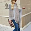 Kadın Sweaters 2022 Pubsel Poncho Kadınlar Çizgili Gevşek Örme Süveter Şal Kazak Ladies Kış Giysileri Pelerinler İçin
