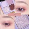 Ögon Shadow 4 Färgpressad Pearlescent Glitter Eyeshadow Palette Waterproof Long-Last Pigment Diamond Shimmer Shiny Makeup