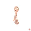 925 sterling Silver Dangle Charm Beads High Quality Jewelry Giftly Wholesale New Shiny Rose Gold Safety Chain jodant dangle bead fit pandora bracelet diy