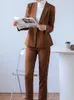 Kadınlar Suits Blazers Bahar Zarif Kadınlar Blazer 2 Parçası Set Office Ladies Business Casual Pantsuit Kadın Moda Koreli İş Giyim Pantolon Suit 221008