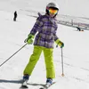 Kayak Takımları Dedektör Su Geçirmez Kayak Takımları Kızlar Sıcak Kış Seti Çocuk Rüzgar Yalıtımlı Kapüşonlu Snowboard Ceket ve Pantolon Kürk Kar Giysileri L221008