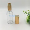 Bottiglia di profumo in vetro trasparente con atomizzatore di spruzzatore nera nero oro per fragranza