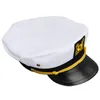 Berets 2022 Vintage Adult Party Hat Fancy Dress Unisex White Adjustable Skipper Sailors Navy Captain Boating Military Cap