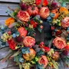 Dekorative Blumen, bezaubernder Herbstkranz zum Aufhängen, wiederverwendbar, floral, Pfingstrose, Kürbis, Herbst