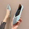 Kleding Schoenen Geometrisch Patroon Geweven Vrouwen Schoenen Ademende Sneakers Slip Op Zachte Dames Casual Puntige Loafers Vrouw Gebreide Sok Ballet Flats T221010