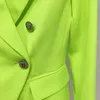 Costumes pour femmes Blazers Fluorescent Vert Jaune Blazer Femmes Designer Bureau Formel Boutons À Double Boutonnage Blazers Veste De Haute Qualité Drop 221008