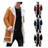 S-5XL Fashion Winter Wool Blandar päls krage jackor för män varm enkel knapp lång ärmtjockare plus storlek långa rockar d3743#