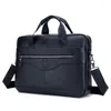 Borda de pasta 2023 Borda de couro genuíno masculino Office masculino Office Vintage Casual 15 polegadas Bolsas de laptop Duas cores disponíveis Bolsas de ombro disponíveis