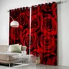 Gardin Red Rose Flower Fönsterbehandlingar Gardiner Valance Room utomhus inomhuspaneler