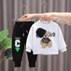 아기 소녀 소년 의류 세트 어린이 캐주얼 의류 2022 봄 어린이 휴가 복장 가을 만화 긴 소매 티셔츠 바지