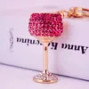 Porte-clés artisanat créatif verre à vin en cristal porte-clés de voiture gobelet pendentif en métal femme sac accessoires petits cadeaux