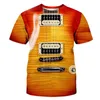 Men's Casual Shirts Sleeves Tops Short Tees Printed Men's 3D Cool T-shirt Guitar Fashon Summer Blouse