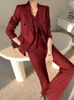 Kvinnors kostymer blazers Autumn Women Three Pieces Set Elegant Casual Blazer Jackets Slim Vest Pencil Trousers Passar Femme Fashion Formal Outfits kl￤der 221008