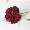 Decorative Flowers Large Hydrangea Flower Artificial Silk Bouquet For Wedding Event Decor Bride Fake Floral Home Party Layout